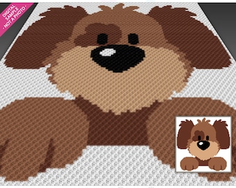 Fluffy Puppy Crochet Pattern, C2C Graphgan PDF, Cute Dog Blanket Chart (No Counts Included)