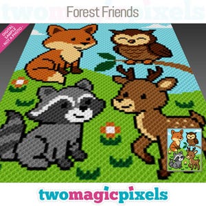 Forest Friends Pattern, Corner to Corner Blanket, Woodland Animal Crochet, Graphgan PDF Download, Cozy Rustic Decor, No Counts Included