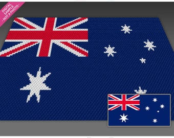The Australian Flag graph for crochet (c2c, mini c2c, sc/hdc/dc/ tss), cross stitch, knitting; instant PDF download, no counts/instructions