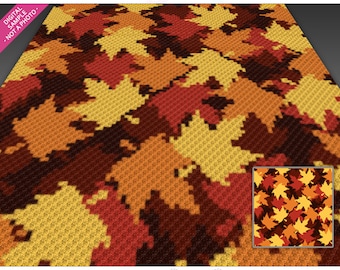 Fall Leaves graph for crochet (c2c, mini c2c, sc/hdc/dc/tss), cross stitch, knitting; instant PDF download, no counts or instructions