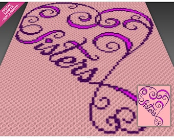 Sisters Heart graph for crochet (c2c, mini c2c, sc, hdc, dc, tss), cross stitch, knitting; instant PDF download, no counts/instructions