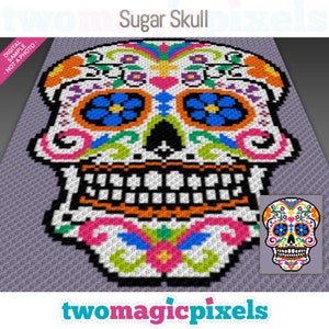 Sugar Skull graph for crochet (c2c, mini c2c, sc, hdc, dc, tss), cross stitch, knitting; instant PDF download, no counts or instructions