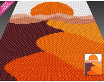 Sunset Dunes Crochet Pattern, C2C Graphgan PDF, Desert Sunset Blanket Chart (No Counts Included)