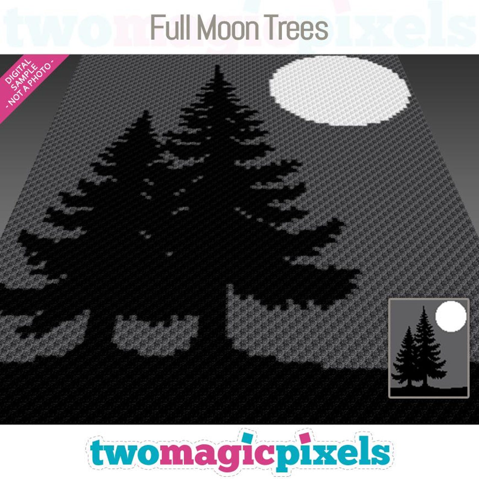 Full Moon Trees Crochet Pattern, C2C Graphgan PDF, Night Forest Blanket ...