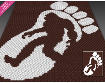 Bigfoot Silhouette crochet graph (c2c, mini c2c, sc, hdc, dc, tss), cross stitch, knitting; PDF download, no counts or instructions