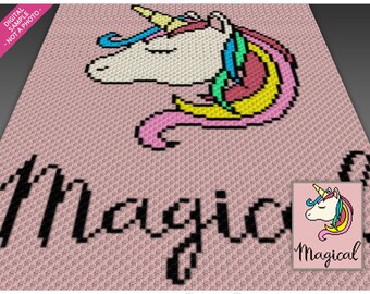 Magical Unicorn Crochet Pattern, C2C Graphgan PDF, Fantasy Blanket Chart (No Counts Included)