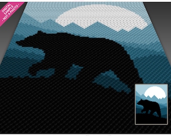 Bear in the Sunset Crochet Pattern, C2C Graphgan PDF, Nature Blanket Chart (No Counts Included)