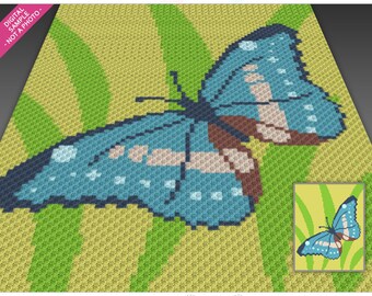 Motif papillon au crochet, PDF Graphgan C2C, tableau des couvertures nature (non inclus)