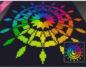 Diamanthjul 1 virkdiagram (c2c, mini c2c, fm, hdc, dm, tss), korsstygn, stickning; PDF-nedladdning, inga räkningar eller instruktioner