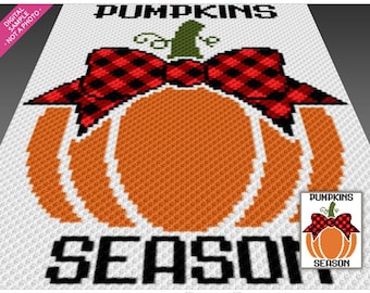 Pumpkins Season Crochet Pattern, C2C Graphgan PDF, Coquette Autumn Blanket Chart (No Counts Included)
