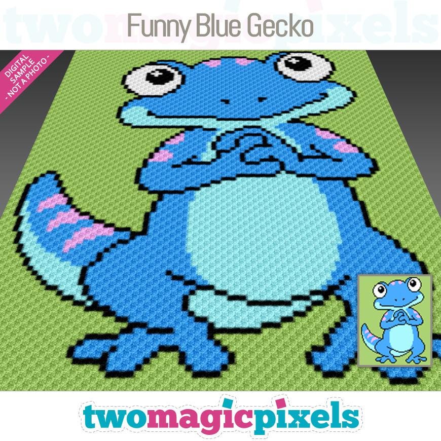 Funny Blue Gecko Pattern, Reptile Crochet Graph, Corner to Corner ...