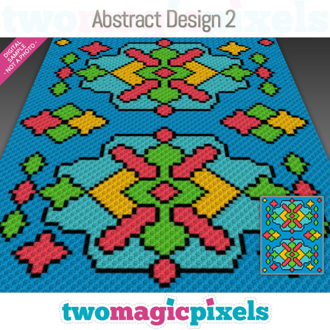 Abstract Design 2 Crochet Graph Cross Stitch; (c2c, Mini C2c, Sc, Hdc ...