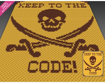 Keep To The Code! Crochet Graph Pattern, C2C Graphgan PDF, Pirates Blanket Chart (No Counts Included)
