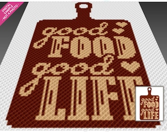 Good Food, Good Life Crochet Graph Pattern, C2C Graphgan PDF, Culinary Blanket Chart (No Counts Included)