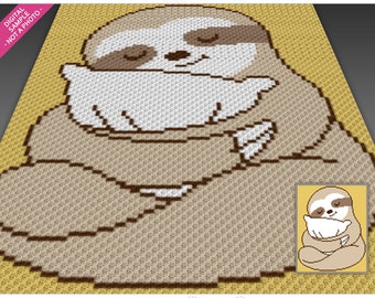 Sleeping Sloth graph for crochet (c2c, mini c2c, sc, hdc, dc, tss), cross stitch, knitting; instant PDF download, no counts or instructions