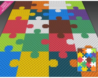Puzzle Design Crochet Graph Pattern, C2C Graphgan PDF, Modern Abstract Blanket Chart (No Counts Included)
