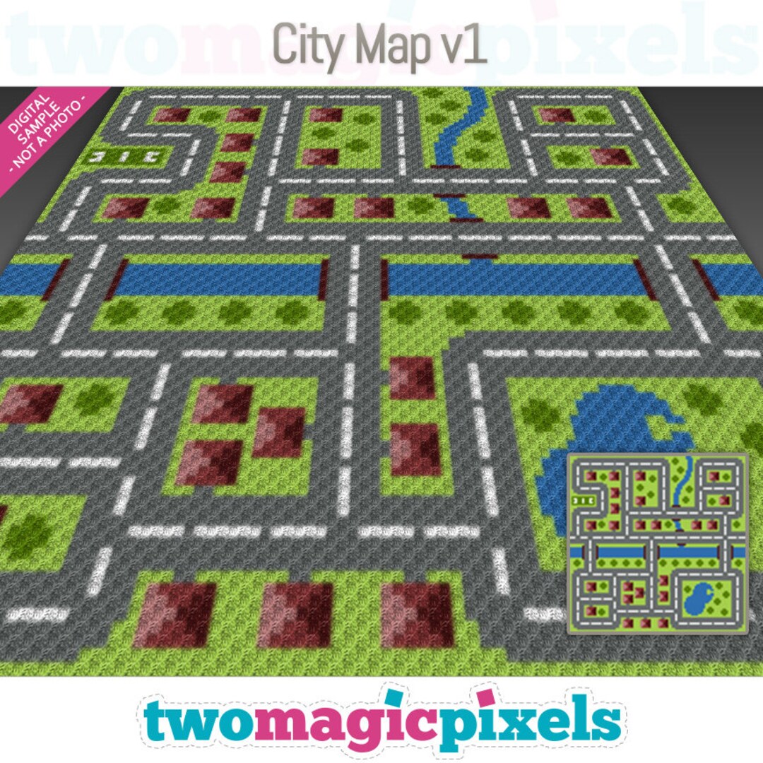 City Map V1 Crochet Pattern, C2C Graphgan PDF, Playmat Blanket Chart ...