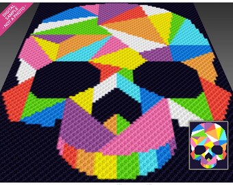 Geometric Skull Crochet Pattern, C2C Graphgan PDF, Modern Gothic Blanket Chart (No Counts Included)