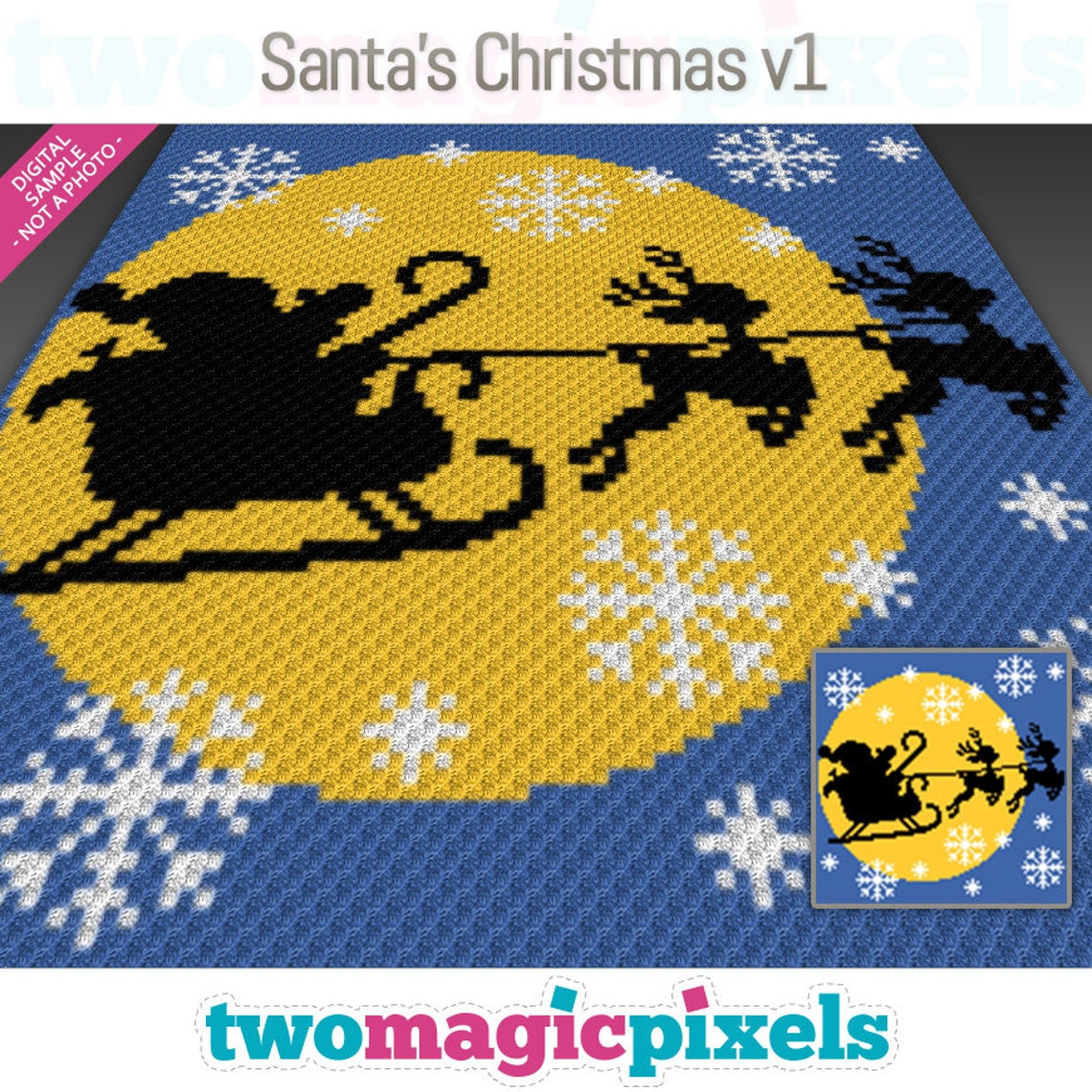 Santa's Christmas V1 Crochet Graph c2c Mini C2c Sc - Etsy