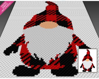 Buffalo Plaid Gnome Crochet Graph Pattern, C2C Graphgan PDF, Rustic Holiday Blanket Chart (No Counts Included)