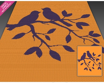 Evening Birds Crochet Pattern, C2C Graphgan PDF, Silhouette Bird Blanket Chart (No Counts Included)