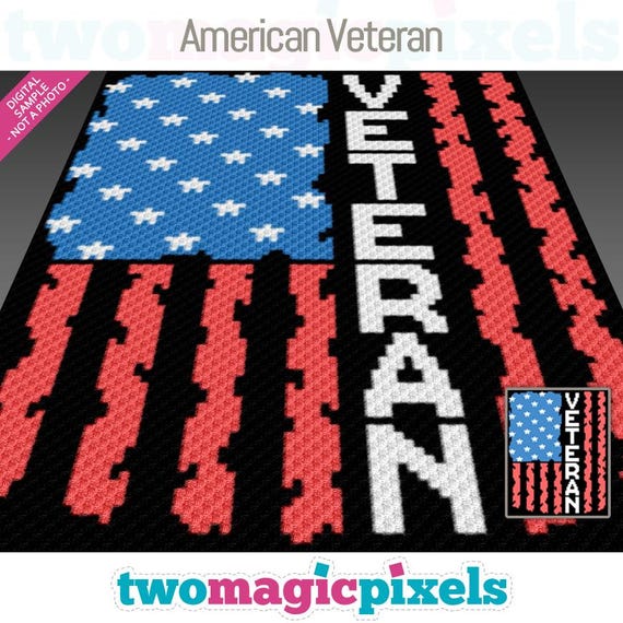 American Veteran Crochet Graph Pattern, C2C Graphgan PDF, Patriotic Blanket Chart (No Counts Included)
