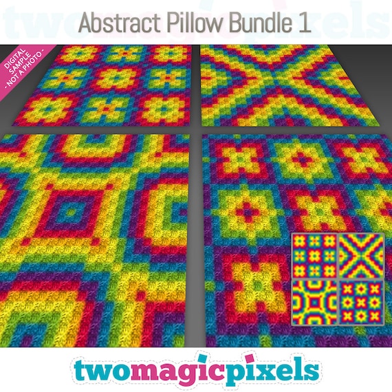 Abstract Pillow Bundle Crochet Graphs (c2c, Mini C2c, Sc, Hdc