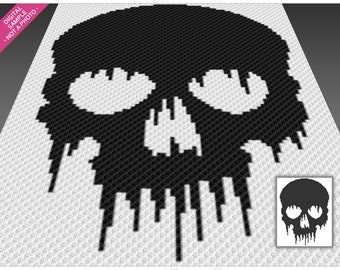 Dripping Skull Crochet Pattern, C2C Graphgan PDF, Gothic Halloween Blanket Chart (No Counts Included)
