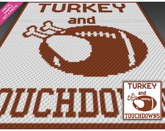 Turkey and Touchdowns Crochet Pattern, C2C Graphgan PDF, Thanksgiving Football Blanket Chart (No Counts Included)
