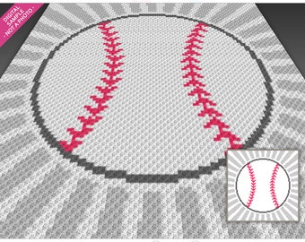 Baseball crochet graph cross stitch; (c2c, mini c2c, sc, hdc, dc, tss); knitting; PDF download, no counts/ instructions