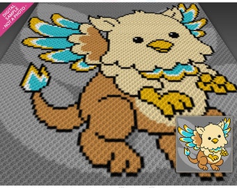 Little Griffin Crochet Graph Pattern, C2C Graphgan PDF, Mythical Creature Blanket Chart (No Counts Included)