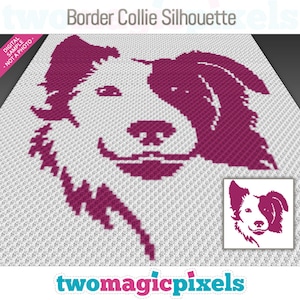 Grafico della sagoma del Border Collie per uncinetto (c2c/mini c2c, sc, hdc, dc, tss), punto croce; download PDF istantaneo, nessun conteggio/istruzioni