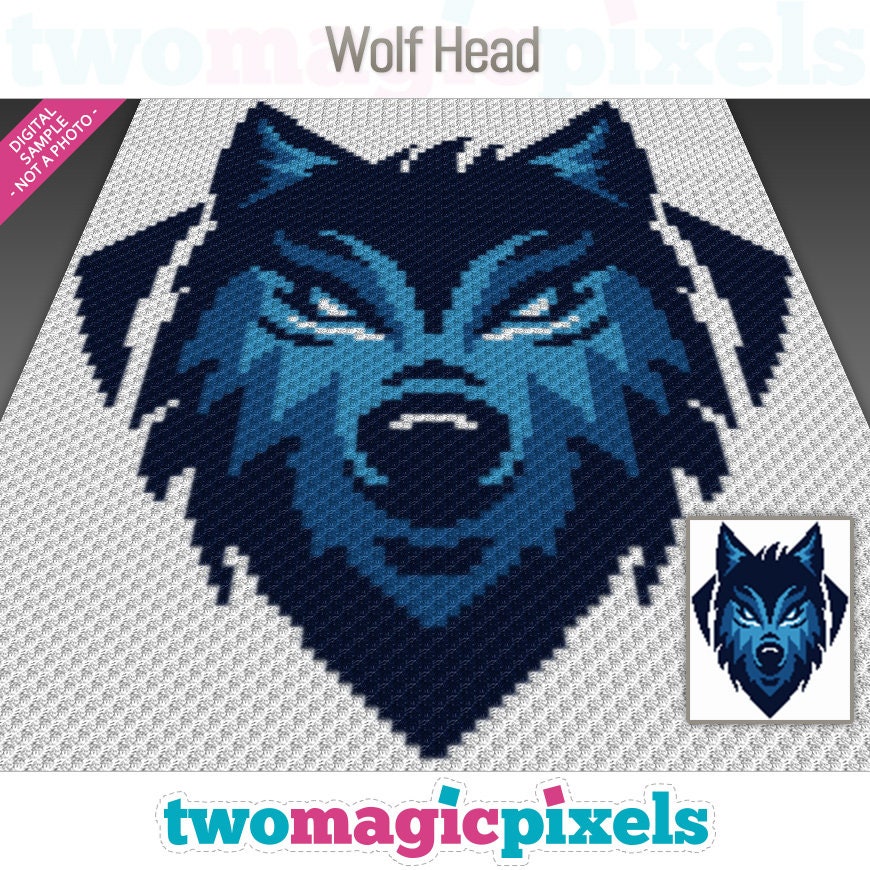 Wolf Head Crochet Graph (c2c, Mini C2c, Sc, Hdc, Dc, Tss), Cross Stitch ...