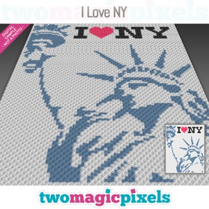 Uwielbiam Nowy Jork Wzór, Koc Corner to Corner, NYC Crochet Graphgan PDF Pobierz, Motyw Miasta, Dekoracja Podróży, Brak Liczb Wliczonych