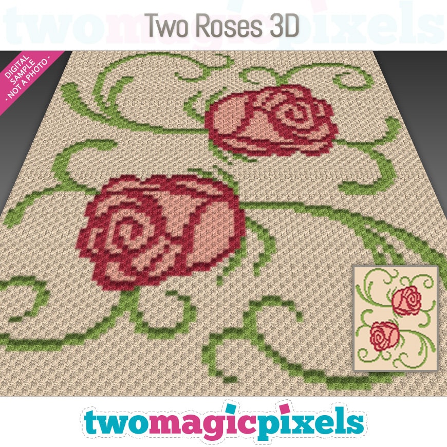 30 3D Crochet Patterns for Texture, Shape, and Standout Handmade Projects 17 Two Roses 3D Graphgan Chart