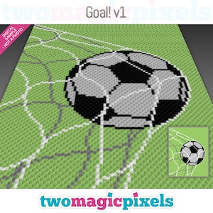 Goal! v1 crochet graph (c2c, mini c2c, sc, hdc, dc, tss), cross stitch, knitting; PDF download, no counts or instructions