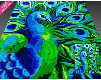 Artistic Peacock Crochet Pattern, C2C Graphgan PDF, Bird Blanket Chart (No Counts Included)