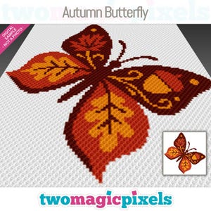Autumn Butterfly Pattern, Corner to Corner, Fall Theme Blanket, Crochet Graphgan PDF Download, Nature Decor, No Counts Included