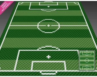 Patrón de crochet para campo de fútbol, PDF Graphgan C2C, gráfico de manta deportiva (sin contar los números)