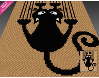 Naughty Cat Pattern, Cat Lover Crochet, Corner to Corner Blanket, Crochet Graphgan PDF Download, Pet Lover Gift, No Counts Included