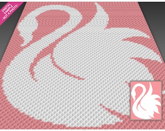 Swan Silhouette crochet graph (c2c, mini c2c, sc, hdc, dc, tss), cross stitch, knitting; PDF download, no counts or instructions
