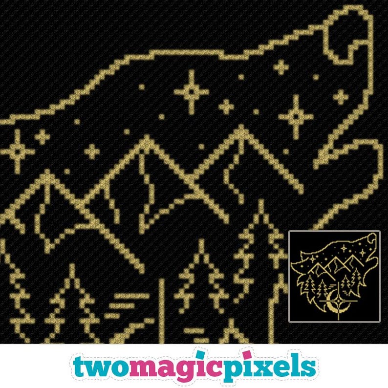 Night Wolf Crochet Pattern, C2C Graphgan PDF, Mystic Wolf Blanket Chart ...
