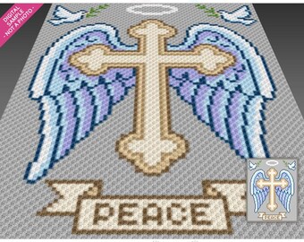 Peace Angel Cross Crochet Graph Pattern, C2C Graphgan PDF, Inspirational Religious Blanket Chart (No Counts Included)