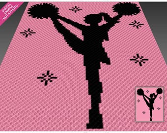 Cheerleader High Kick Silhouette Crochet Graph Pattern, C2C Graphgan PDF, Sports Blanket Chart (No Counts Included)