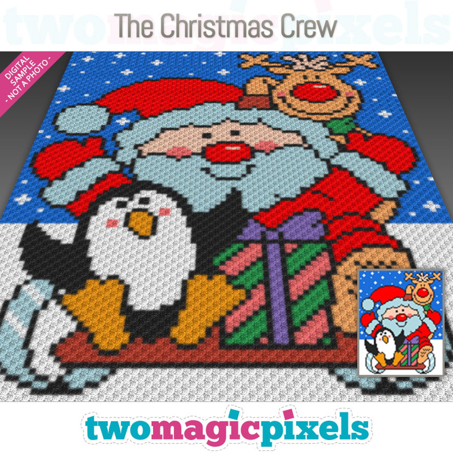 The Christmas Crew crochet graph c2c mini c2c sc hdc dc | Etsy