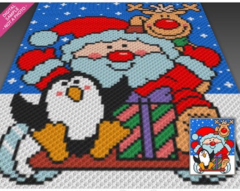 The Christmas Crew Häkelanleitung, C2C Graphgan PDF, Festliche Feiertags-Deckenkarte (ohne Grafts enthalten)