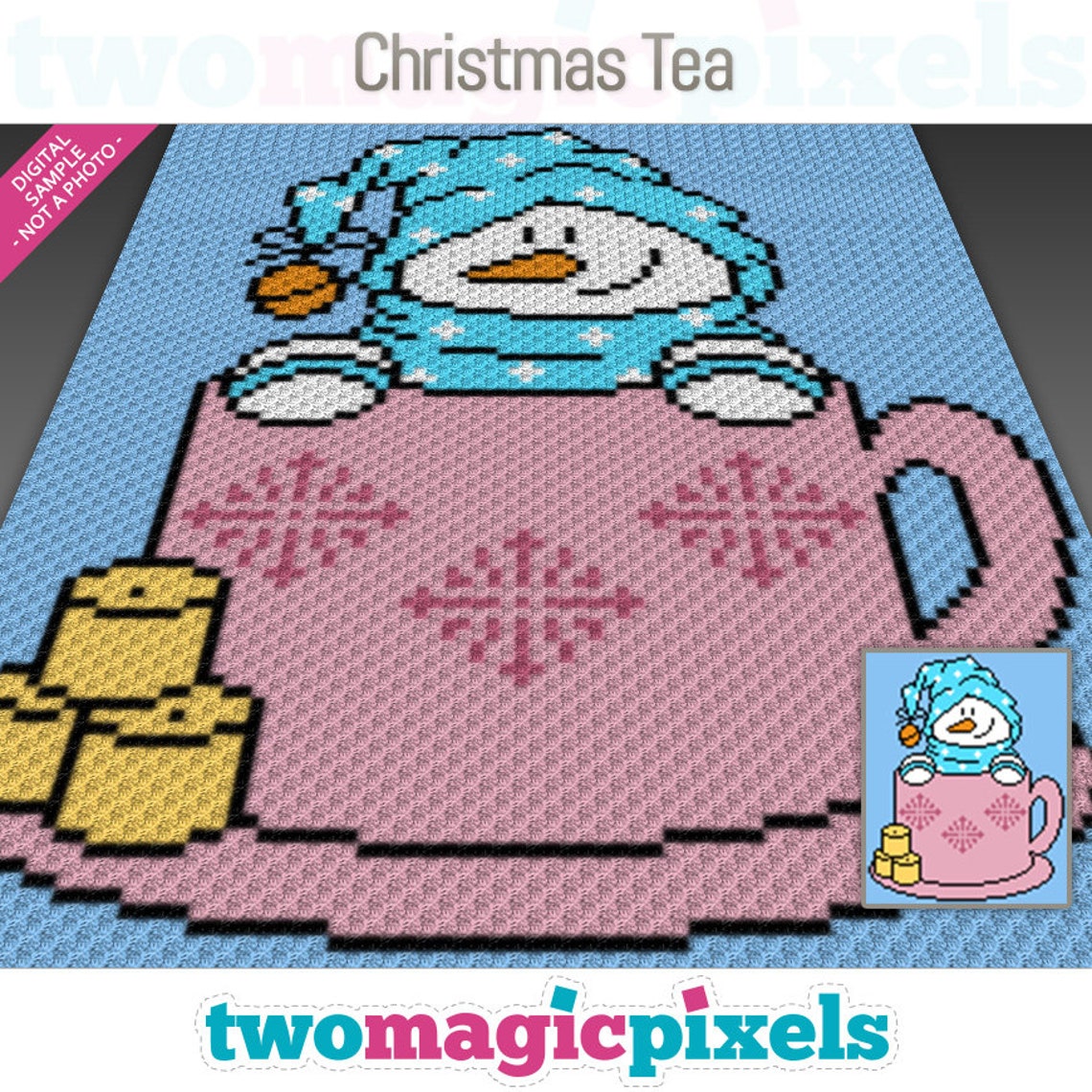 Christmas Tea Crochet Graph c2c Mini C2c Sc Hdc Dc Tss - Etsy