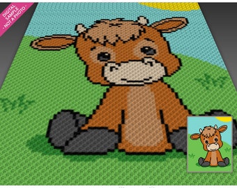 Baby Boy Jersey Calf crochet graph cross stitch; (c2c, mini c2c, sc, hdc, dc, tss); knitting;  PDF download, no counts/ instructions