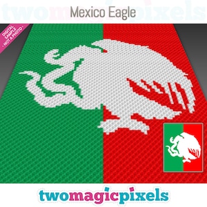 Mexiko Adlerfahne Muster, Ecke zu Ecke, mexikanische Flagge häkeln Graphgan PDF-Download, Vaterländische Dekoration, ohne Zählung