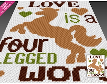 Love Is a Four Legged Word Crochet Graph Pattern, C2C Graphgan PDF, Horse Blanket Chart (No Counts Included)